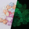 Wholesale 20pcs luminous colored striped heart-shaped acrylic beads