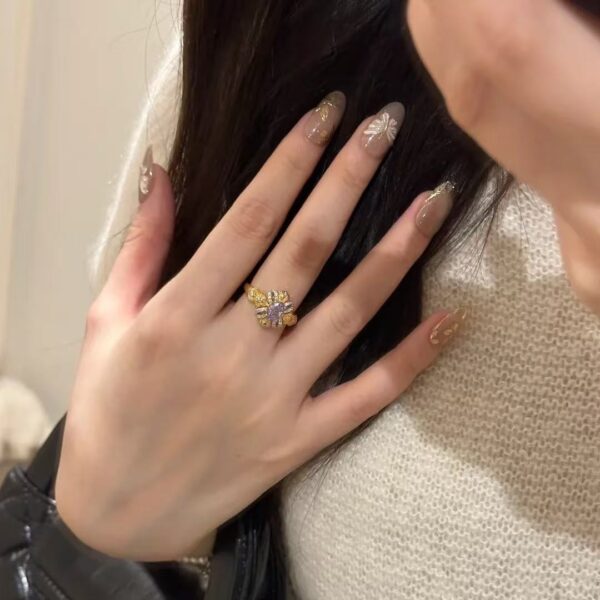 Wholesale Bauhinia Ribbon Purple Zircon Ring