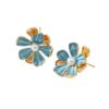 Wholesale Blue flower pearl petal earrings