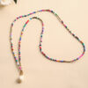 Wholesale Bohemian-style candy-colored double-layer rice bead necklace shell choker
