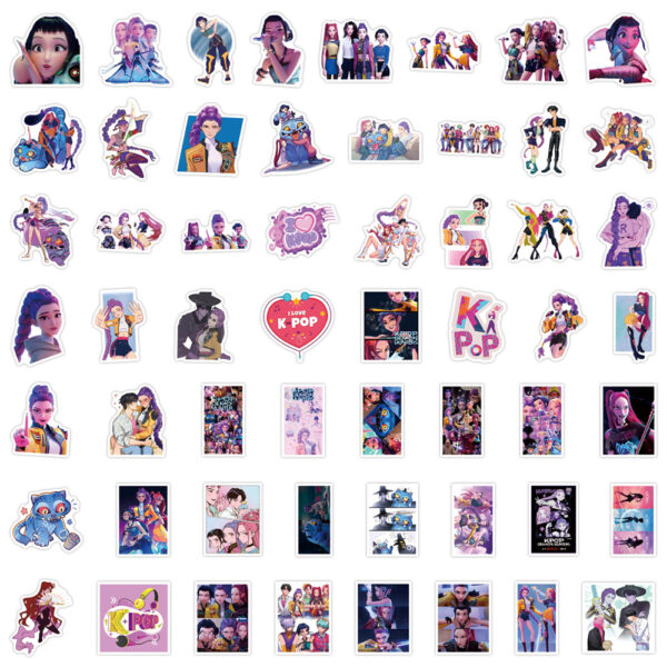 Wholesale 55/110 Pieces of Kpop Demon Hunters Graffiti Stickers Skateboard Luggage Cross-Border DIY Stickers