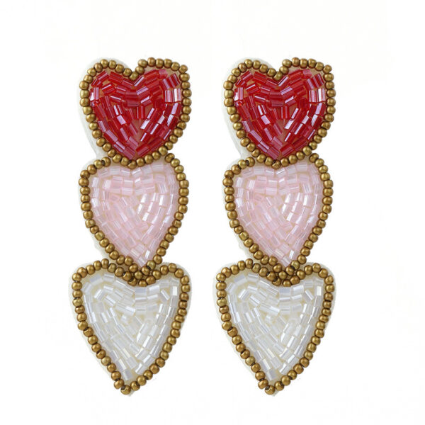 Wholesale Valentine's Day Earrings Heart-to-Heart Hand-Woven Rice Bead Earrings