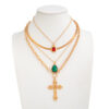 Wholesale Diamond and gemstone cross pendant necklace