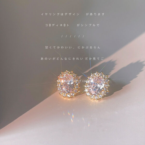 Wholesale Micro inlaid zircon silver needle goose egg shaped earrings