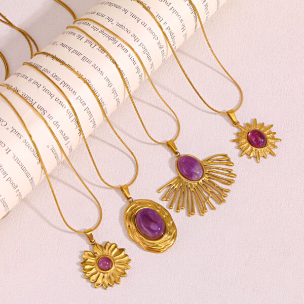 O1CN01Ks7D0X1LOs1JKXCvV_2218486551290-0-cib Wholesale 18K Gold-Plated Stainless Steel Pendant Inlaid with Natural Stone Titanium Steel Necklace