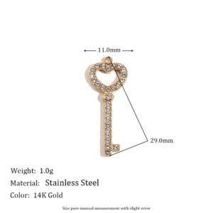 Heart-shaped key zircon pendant-Gold-white diamond