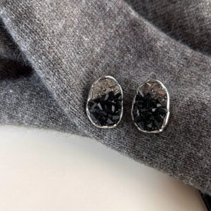 Obsidian seawater crystal earrings