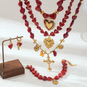 O1CN01Ktipxe1VCdbL0RAPk_2218929712617-0-cib Wholesale Stainless Steel Heart Beaded Necklace Collarbone Chain