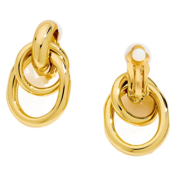Wholesale Copper gold-plated double round two ring interlocking earrings