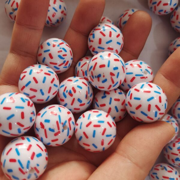 Wholesale 5PCS 20mm Acrylic Blue and White Double -colored Dot Beads