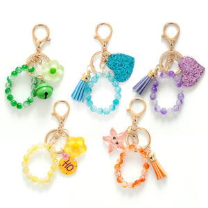 Wholesale Candy colored beaded tassel keychain