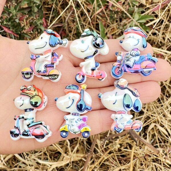 Wholesale 10pcs 30mm Cute Cartoon Black and White Dog Straight-Hole Acrylic Beads OLY Exclusive