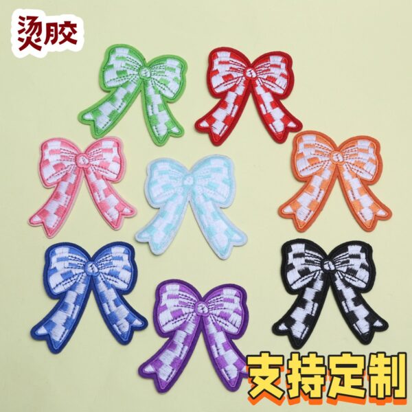 Wholesale Multi color bow grid series embroidery DIY Patches