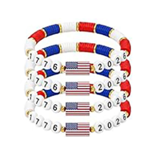 Wholesale Independence Day Surfing Style Flag Beaded Bracelet