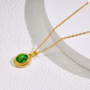 C55 green zircon clavicle chain gold