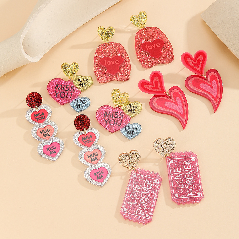 Wholesale Valentine's Day Love Text Acrylic Earrings