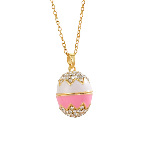 Wholesale Enamel colored Easter eggs with diamond inlay necklace