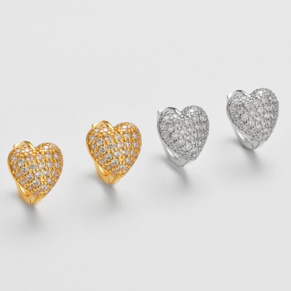 Wholesale Style Full Diamond Heart Earrings, Women's Ear Clips