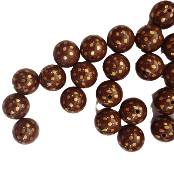 O1CN01L5Lyb71QErIe2dR7L_2201245431945-0-cib Wholesale 5pcs 20MM Coffee Gold Dot Printed Beads