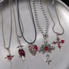 Wholesale Punk retro inlaid zircon cross pendant necklace