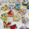 Wholesale Stereo Butterfly Inlaid Beads Eight-Hole Color Diamond 3D Crystal Beads