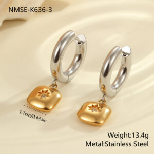 NMSE-K636-3 Square Earrings / 18K