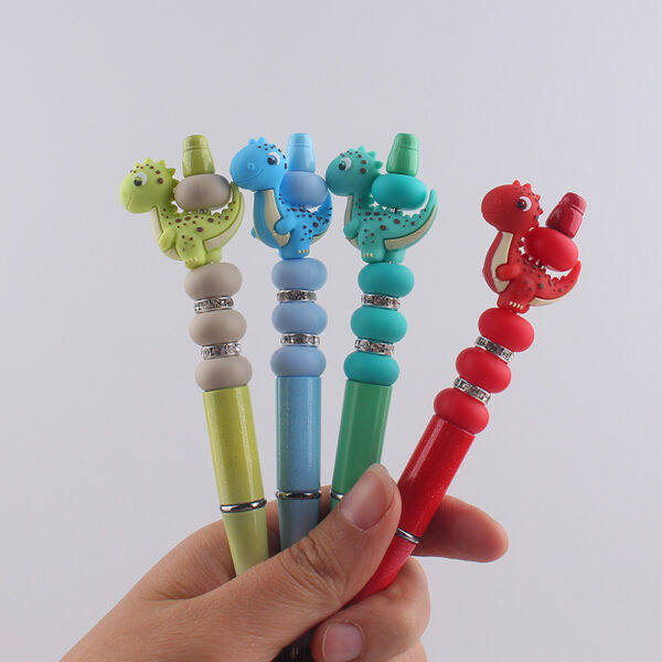 O1CN01L8ZSnq1NrNvJ3rEL9_2214899881623-0-cib Wholesale Dinosaur Silicone Colorful Plastic Beaded Pen