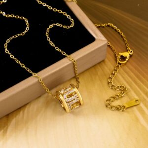 Xl237love cylindrical necklace gold