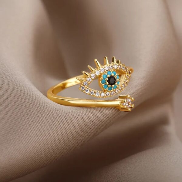 Wholesale Demon Eye Blue Eye Diamond-Studded Open Ring