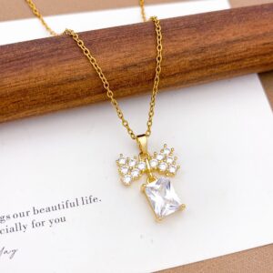 Xl609 bow square necklace silver