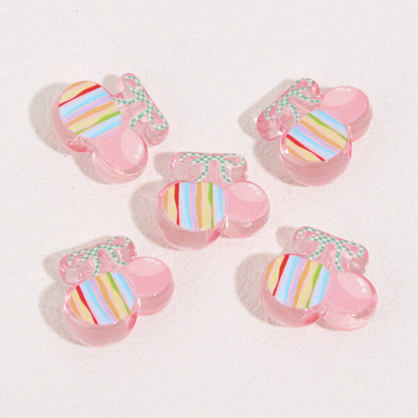 Wholesale Acrylic Transparent Half-Face Cartoon Cute Pink Cherry Beads DIY Handmade Jewelry Beading Material