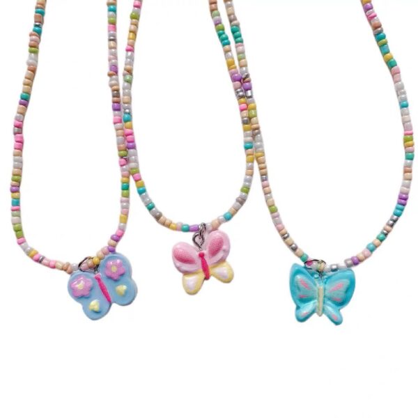 Wholesale Colorful Beaded Butterfly Necklace Collar Chain