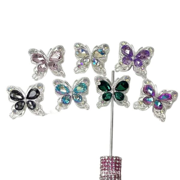 Wholesale 10pcs Double sided rhinestone butterfly alloy diamond ball beads