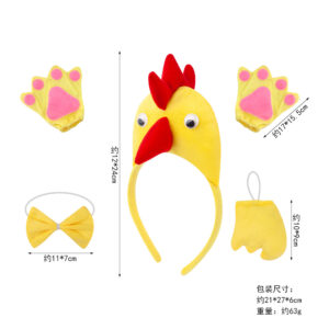 Three-dimensional chicken three-piece yellow gloves