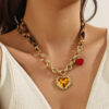 O1CN01LFuDf41VD60RSvX1W_2466522618-0-cib Wholesale Silk f leopard print fabric patchwork love Valentine's Day necklace
