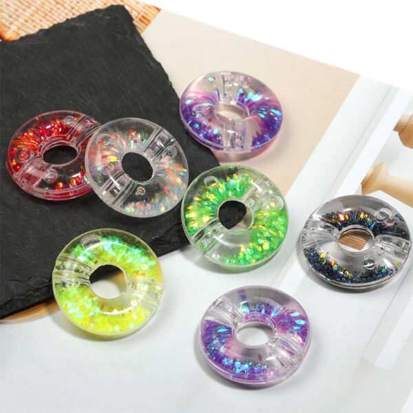 Wholesale 5pcs Creative Acrylic Flowing Sand Donut Beads