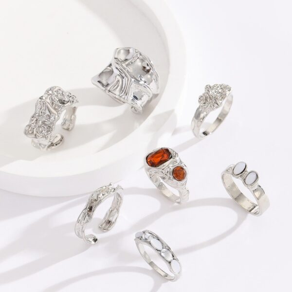 Wholesale Geometric Retro Irregular Diamond Set Ring Set