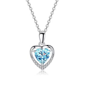 Ok014 love your heart necklace (blue diamond)