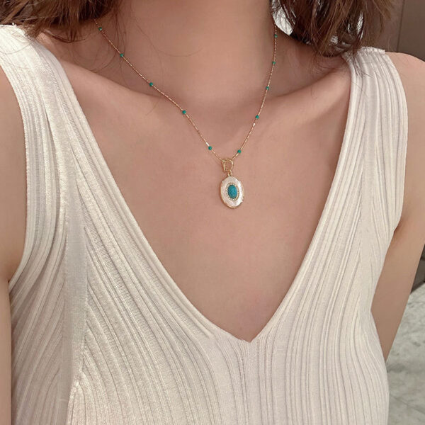 Wholesale Vintage turquoise shell layered necklace