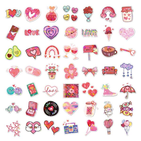 Wholesale 100pcs Love Pink Vinyl Waterproof Valentine's Day Sticker
