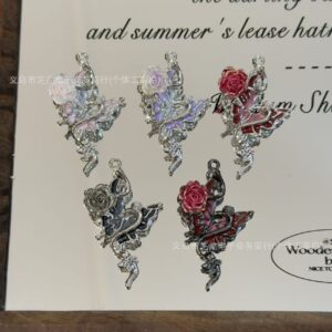 O1CN01LHcg0V1xmBbaNzmZ5_2221442006485-0-cib Wholesale 10pcs zircon butterfly gold pink rose relief hanging hole beads