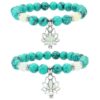 Wholesale European and American Hot-selling Creative All-match White Turquoise Yoga Luminous Lotus Bracelet Multicolor Natural Stone Fluorescent Bracelet for Women
