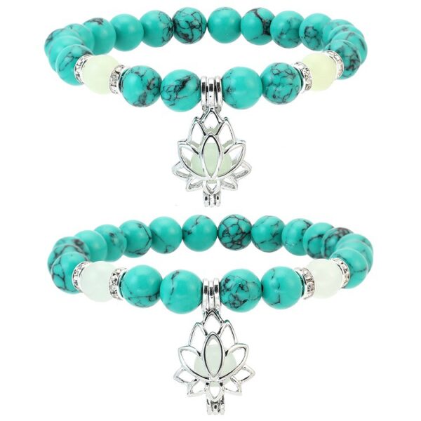 Wholesale European and American Hot-selling Creative All-match White Turquoise Yoga Luminous Lotus Bracelet Multicolor Natural Stone Fluorescent Bracelet for Women