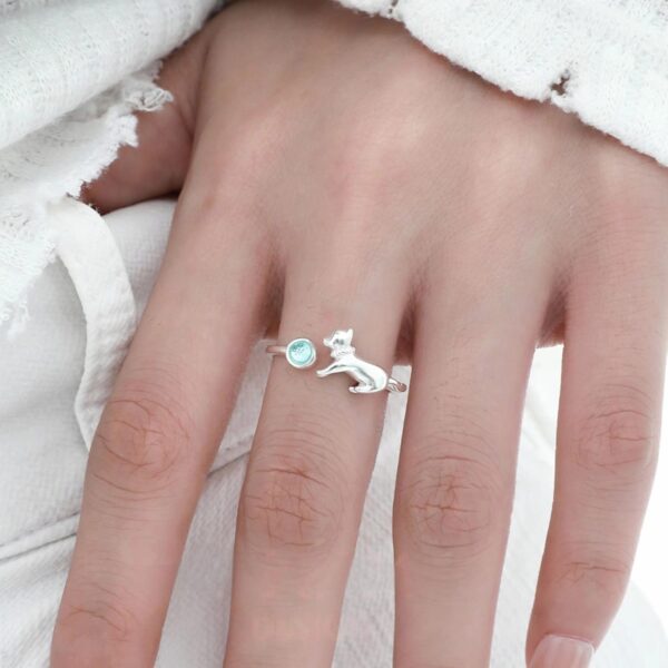 Wholesale Cat Moonstone Cute Open Ring