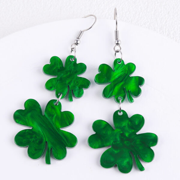Wholesale Shamrock St. Patrick Glitter Lucky Grass Earrings