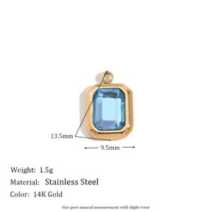 Simple square glass pendant-gold-blue diamond