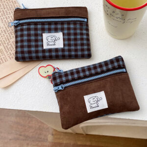Wholesale Suede double-layer ID splicing coin purse