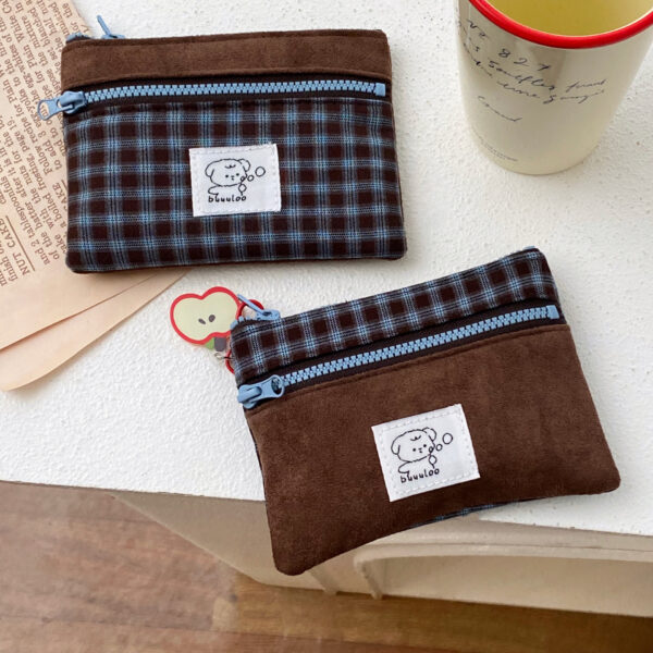 Wholesale Suede double-layer ID splicing coin purse
