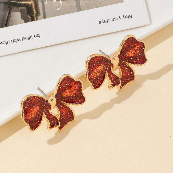 Wholesale Valentine's Day Christmas Bow Oil-Drip Earrings Red Green Onion Pink Delicate Earrings