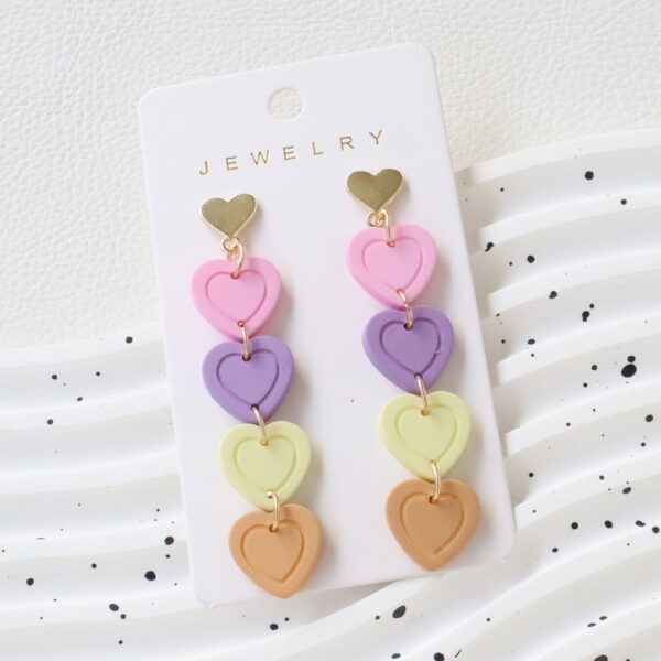Wholesale Valentine's Day Long Heart Earrings, Colorful Acrylic Earrings